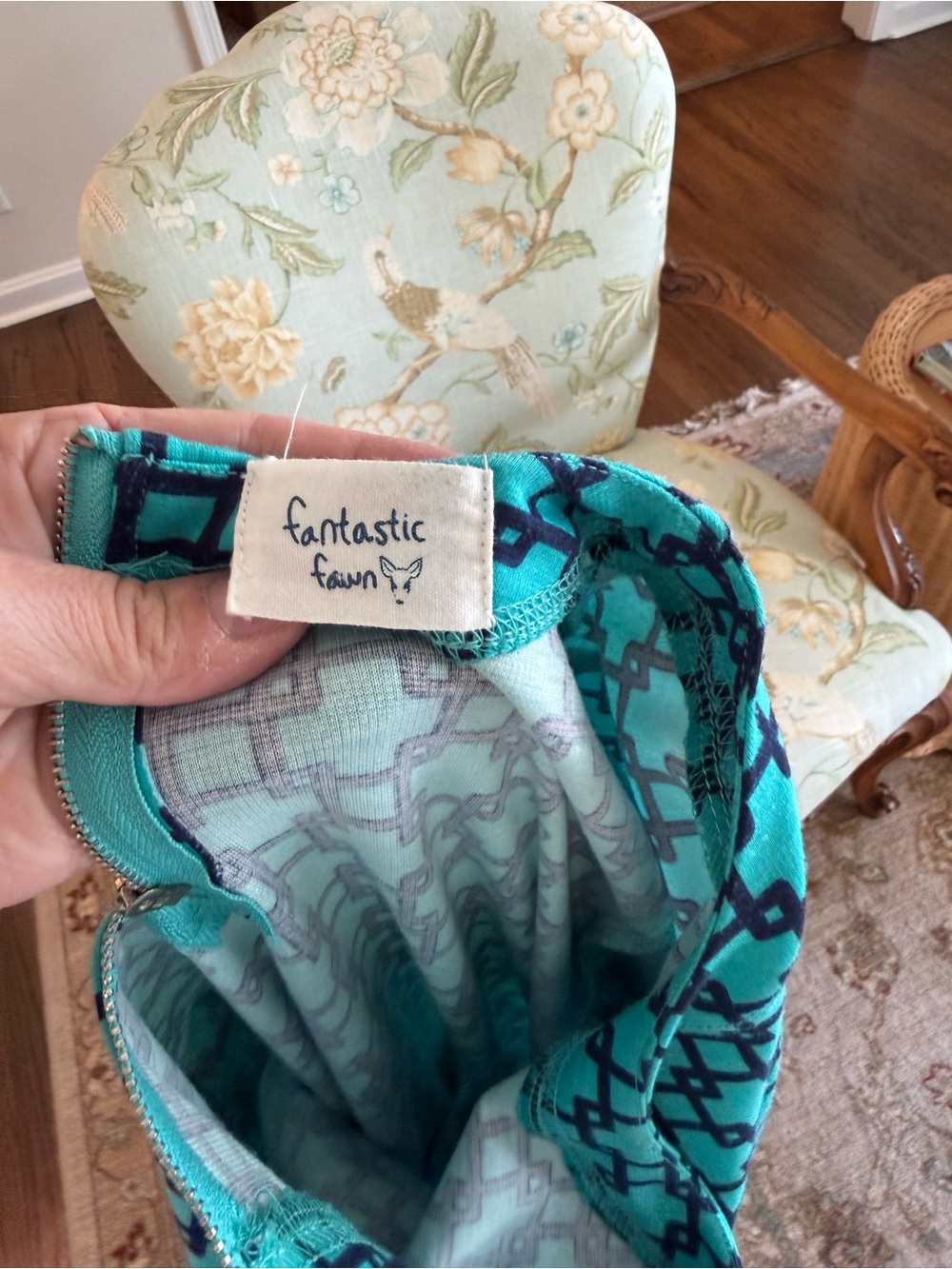 Navy and Teal Mini Dress - Picture 3 of 3